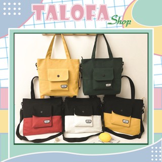 Túi Tote Vải Canvas Ulzzang Hàn Quốc 2In1 Đeo Vai  & Đeo Chéo Phối Túi Mini Phía Trước [TaLoFa Shop]