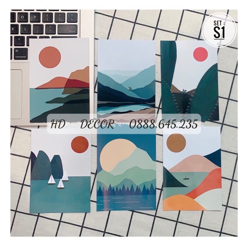 [ FreeShip ] Set 6 tấm thiệp postcard nghệ thuật S1,S2 có sẵn decor trang trí phòng cực xinh