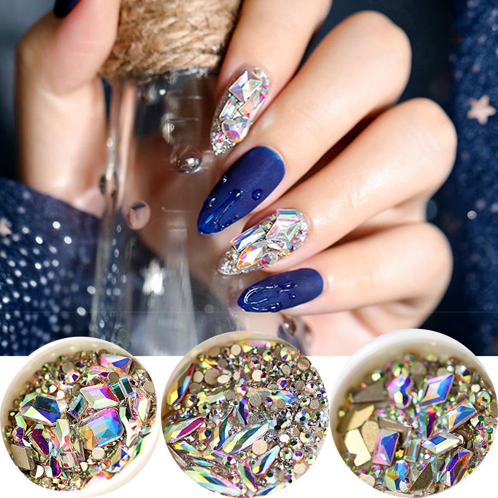 Phụ Kiện Trang Trí Móng Tay Lấp Lánh|Hạt Nhựa AB Mặt Phẳng Đính Móng Nghệ Thuật DIY|Strass Strass