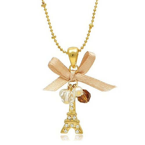 Dây chuyền mặt tháp Eiffel đính kim cương giả xinh xắn dành cho nữ