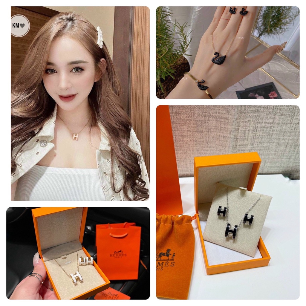 Tổng Hợp các mẫu dây chuyền titan chữ H , vòng cổ cỏ 4 lá xinh / phụ kiện trang sức Hari korea accessories