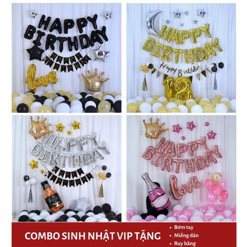 Bóng chữ Happy Birthday trang trí sinh nhật 40cm bóng bay