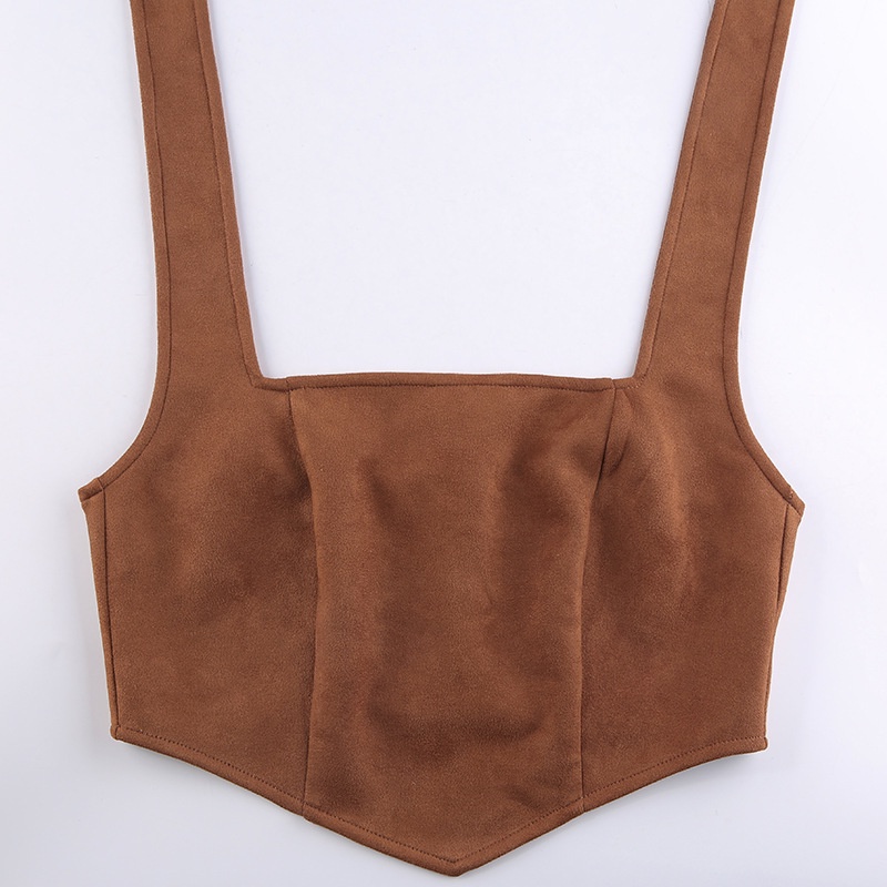 Áo Tank Top Sát Nách Hở Lưng Phối Khóa Kéo Trẻ Trung Quyến Rũ Cho Nữ
