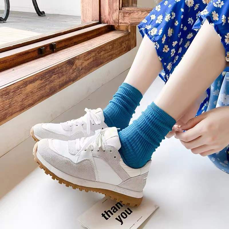 Vớ cotton Họa Tiết Sọc Xanh Phong Cách Mới Cho Học Sinh