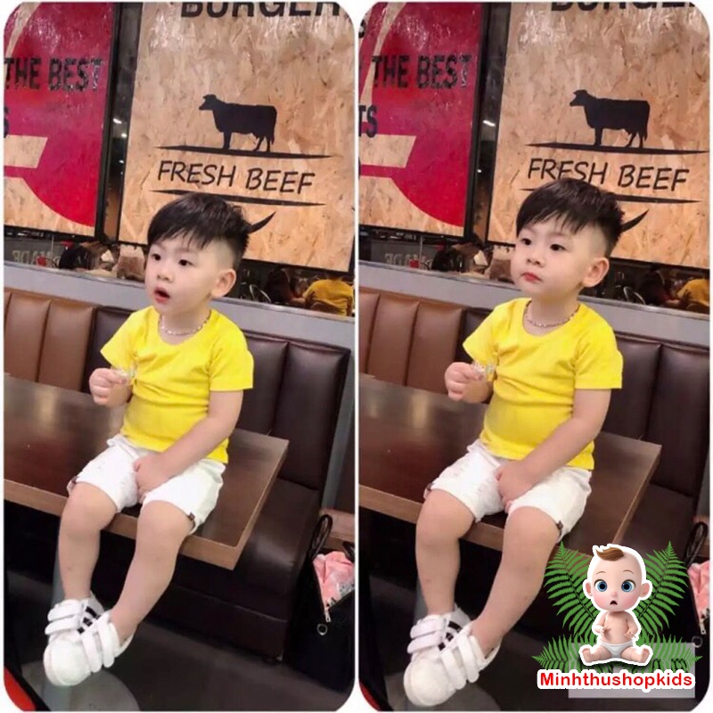 ÁO Cộc Tay CỔ TRÒN DÁNG BASIC CHO BÉ 8-18kg