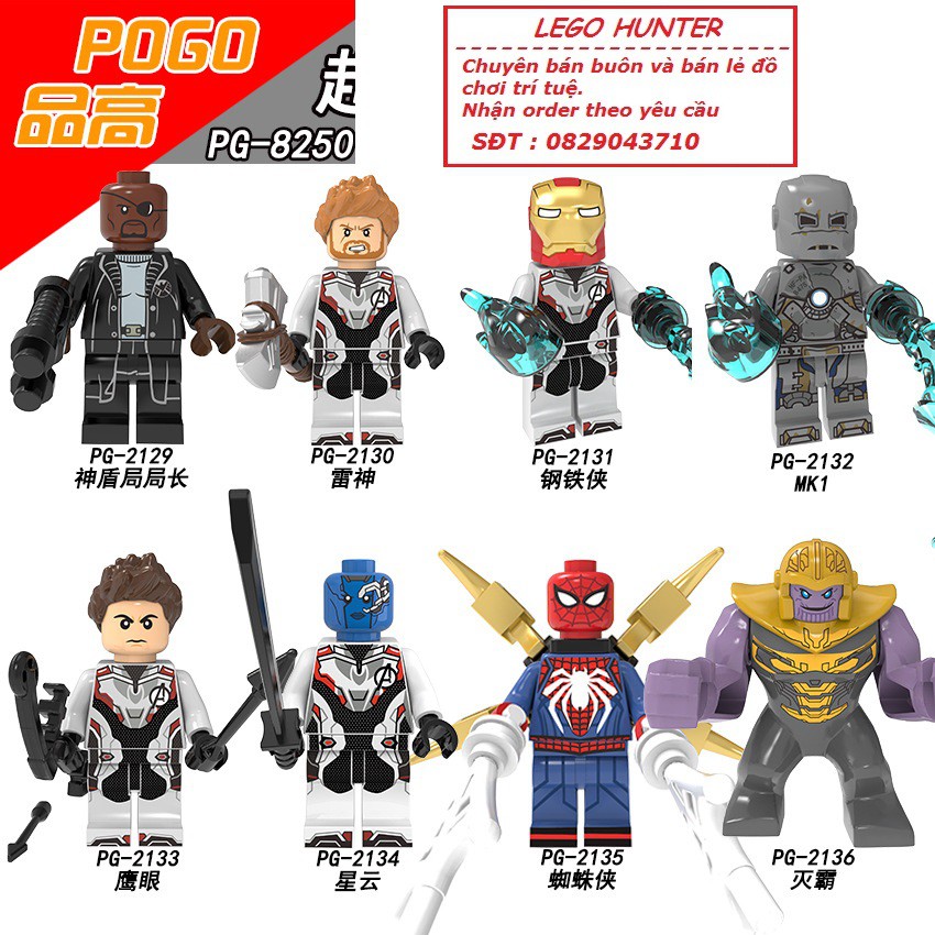 Lego Marvel Minifigures Siêu Anh Hùng Avenger End Game Nick Fury Ironman Thor Nebula Spiderman Thanos Hawkeye PG 8250