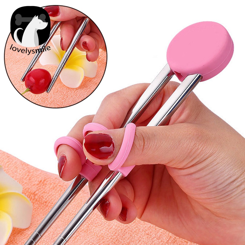 L ~✌Đũa Tập Ăn Bằng Silicone Và Thép Không Gỉ Dành Cho Người Mới Bắt Đầu