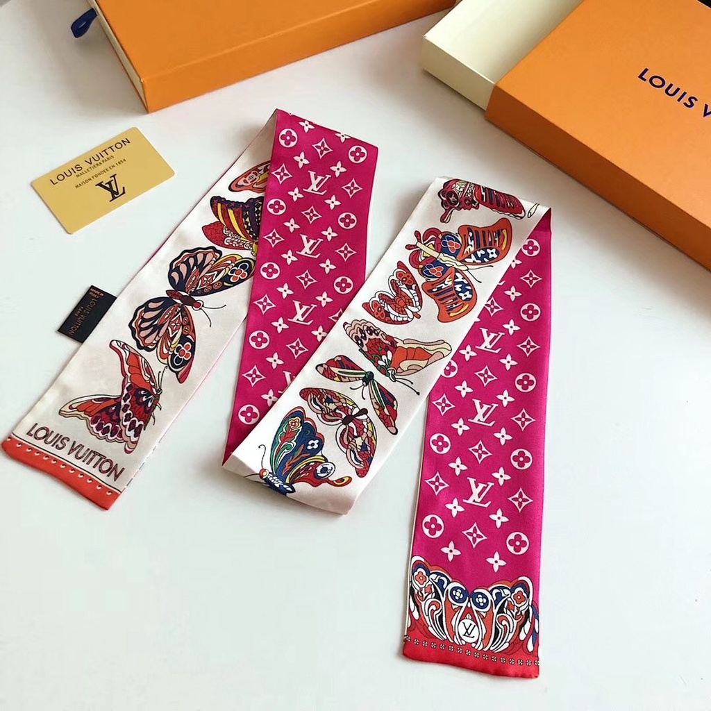 Khăn Quàng Cổ / Túi Xách / Băng Đô Bằng Lụa In Họa Tiết Bướm Cho Nữ