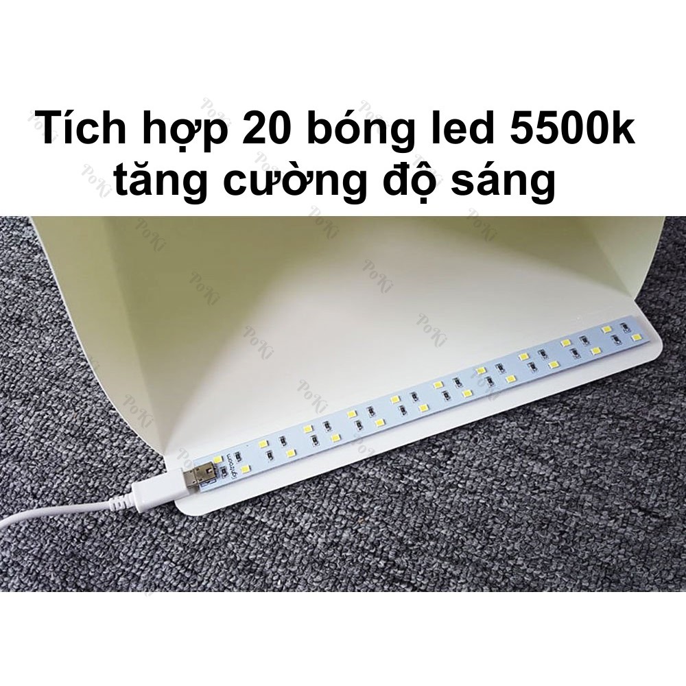 Hộp chụp sản phẩm Mini 22x24x24cm - LightRoom Đèn LED siêu sáng, chất liệu cao cấp cho dân chụp ảnh chuyên nghiệp - POKI