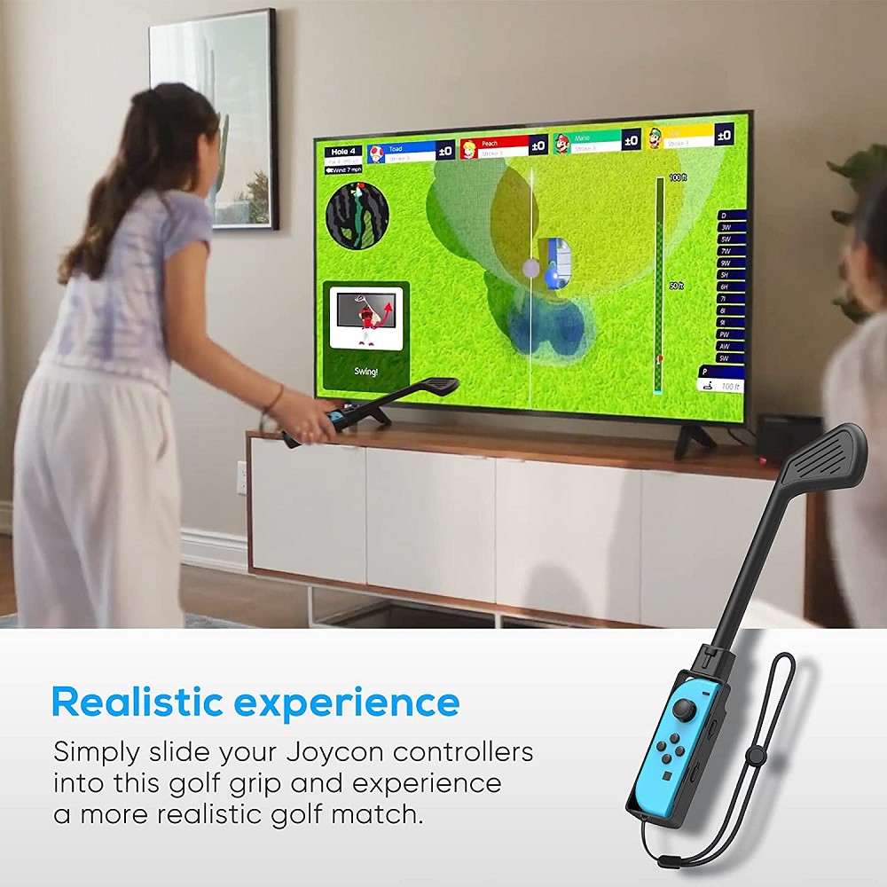 Bộ Tay Cầm Chơi Golf Có Dây Đeo Cổ Tay Điều Chỉnh Được Không Trượt Cho Nintendo Switch