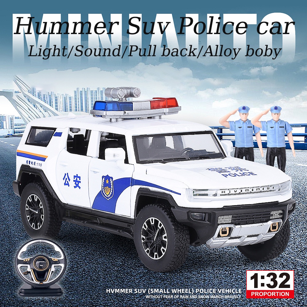 Mô Hình Xe Cảnh Sát Hummer Suv Bằng Hợp Kim Kẽm Tỷ Lệ 1 / 32 Có Đèn Và Âm Thanh Độc Đáo