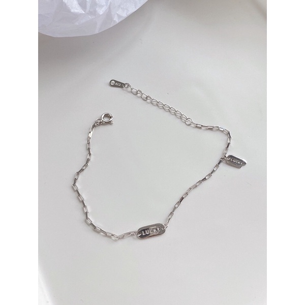 Lắc tay bạc nữ 925 [𝙁𝙍𝙀𝙀𝙎𝙃𝙄𝙋] Lucky Tralie Jewelry, vòng tay bạc nữ mắc xích may mắn, thiết kế trendy với tag Lucky