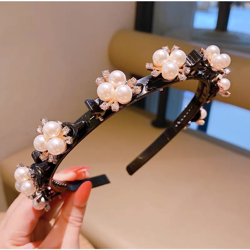 Cài tóc Dodder nhiều lớp chống trượt đính ngọc trai giả phong cách Hàn Quốc