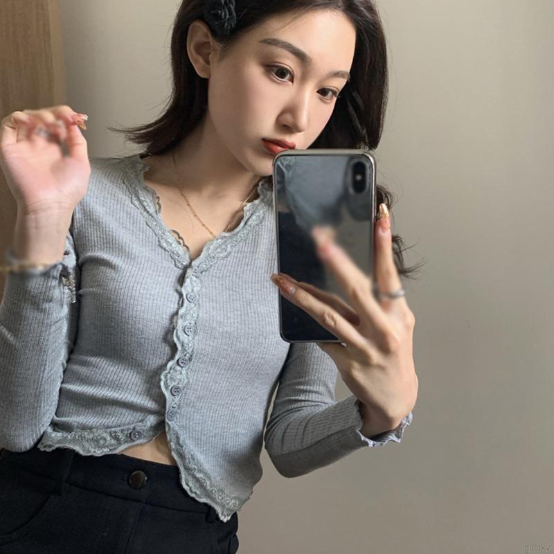 Áo Cardigan Dệt Kim Tay Dài Cổ Chữ V Màu Sắc Đơn Giản Phong Cách Hàn Quốc Thời Trang Cho Nữ