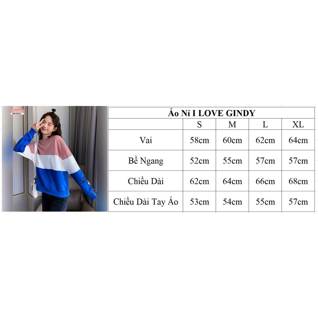 Áo hoodie sweater dài tay nữ GINDY Smile nỉ trơn basic form rộng dễ phối đồ thời trang thu đông 2021 năng động A9106