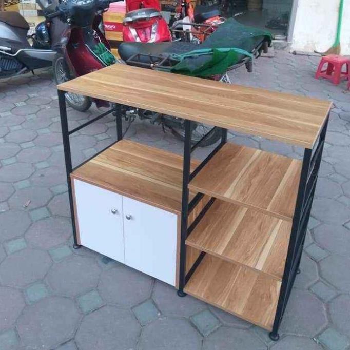 Kệ lò vi sóng nhiều ngăn 4 tầng, có ngăn tủ , chất liệu gỗ cao cấp l Kệ lò vi sóng 4 tầng lắp ghép DORIS ACCESSORIES
