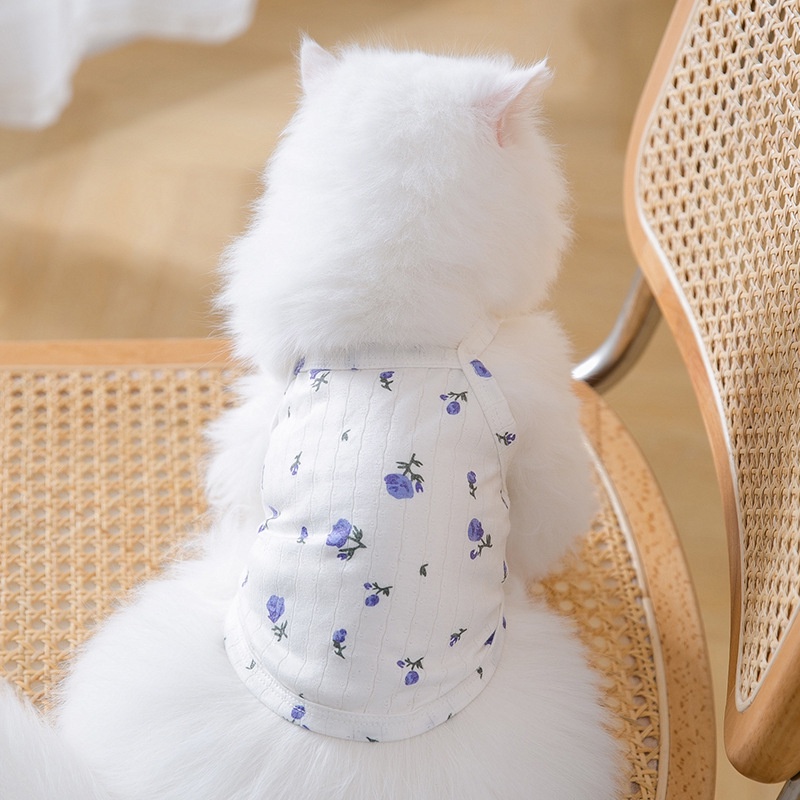 &lt;cutepethome&gt;Áo Hai Dây Họa Tiết Hoa Thời Trang Mùa Hè Cho Thú Cưng