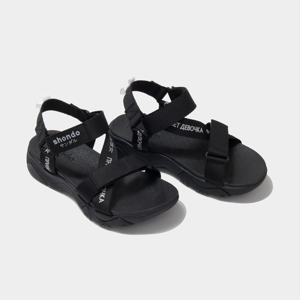 Giày Sandals Nữ Shondo Girly Đen Full GIM1010