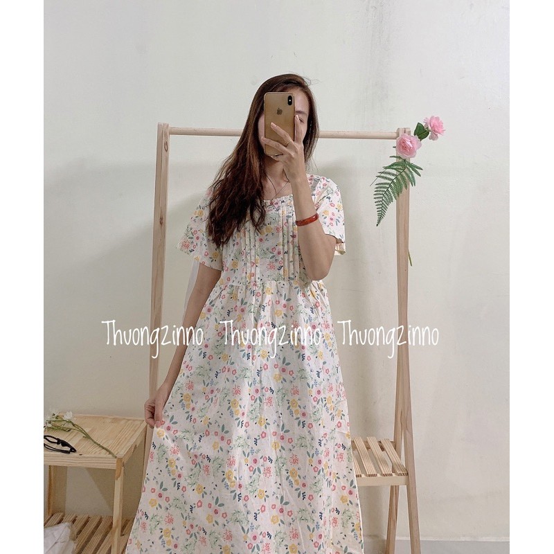 Váy babydoll hoa nhí dáng dài - Đầm babydoll đầm hoa nhí