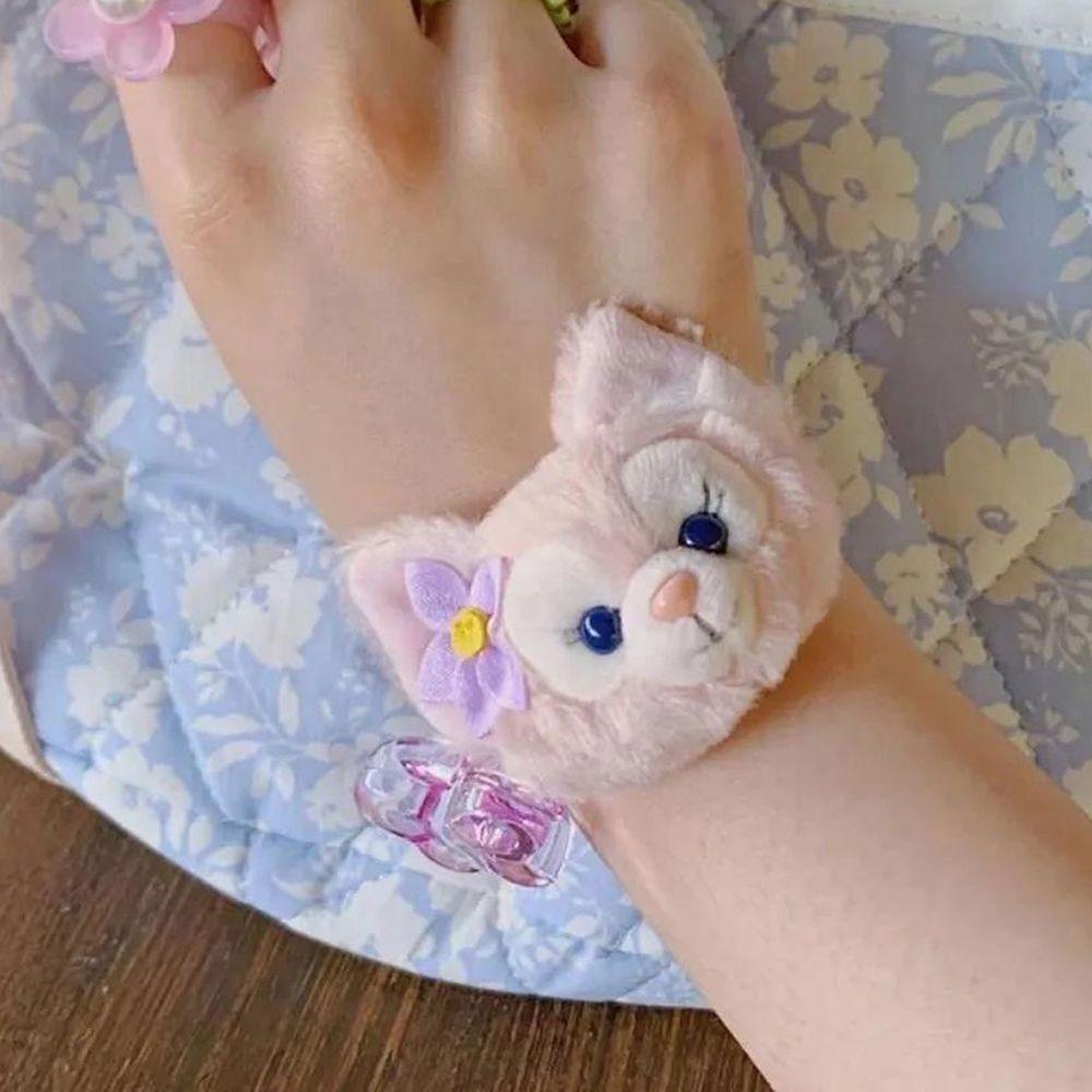 Dây Cột Tóc Lông Nhung Màu Hồng Hình Thú Hoạt Hình Cho Nữ