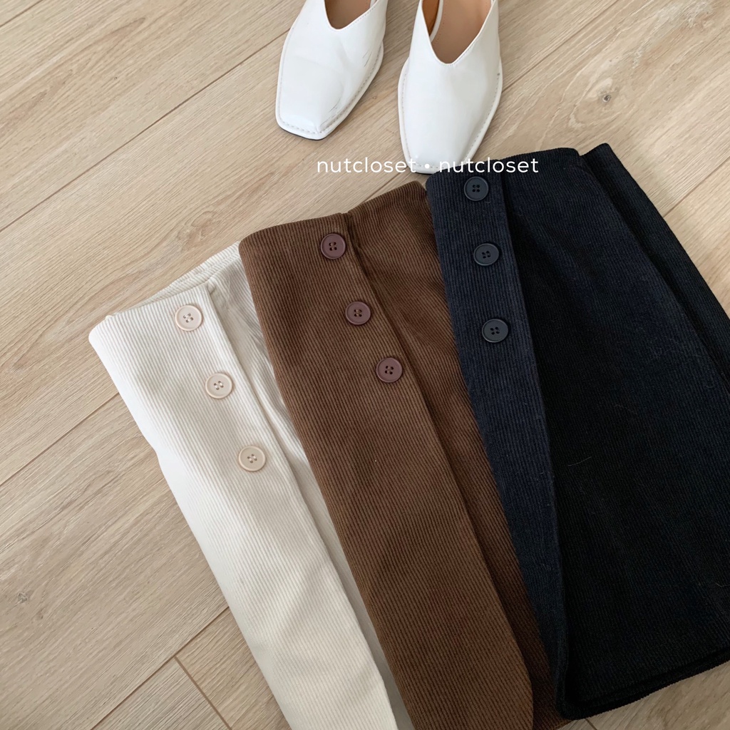 Chân váy zip dạ nhung 3 cúc vạt lệch _ CV0050 | BigBuy360 - bigbuy360.vn