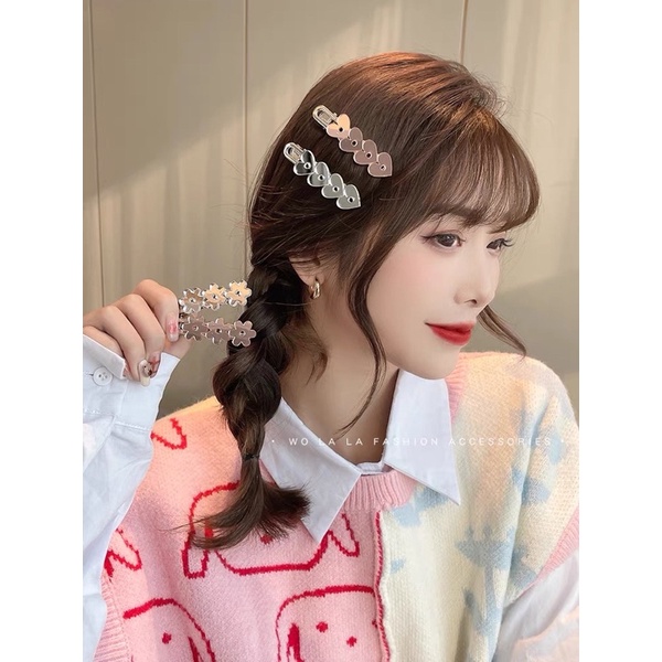 Kẹp tóc tim hoa cute