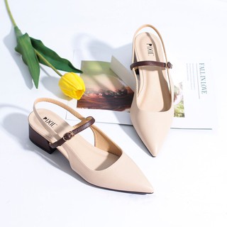 Giày sandal bít mũi 3cm p244 màu kem