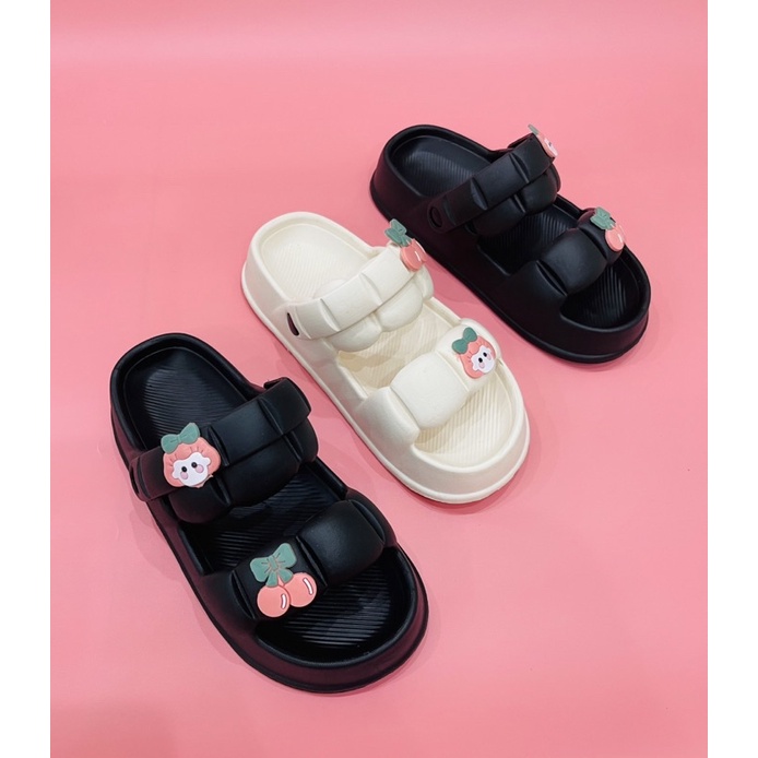 Dép sandal nữ, Dép bánh mì đế cao quai nhún siêu đẹp