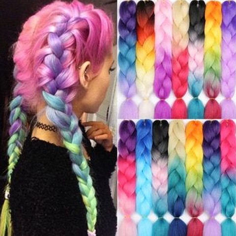 Tóc Giả Thắt Bím Nhuộm Màu Ombre Hóa Trang Nhân Vật Toàn Bộ Tóc Nhỏ