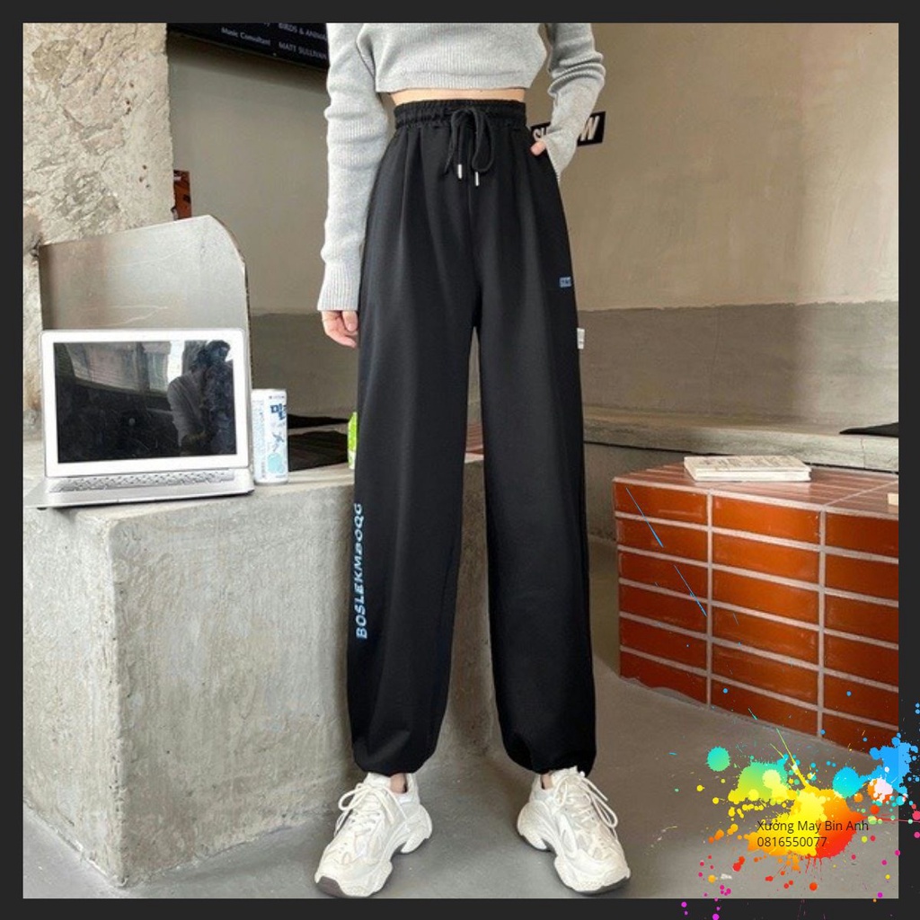 Quần jogger thêu chốt umi KA Closet chất umi dầy đẹp, mịn, mát , có 2 size M và L , không xù, hàng đẹp
