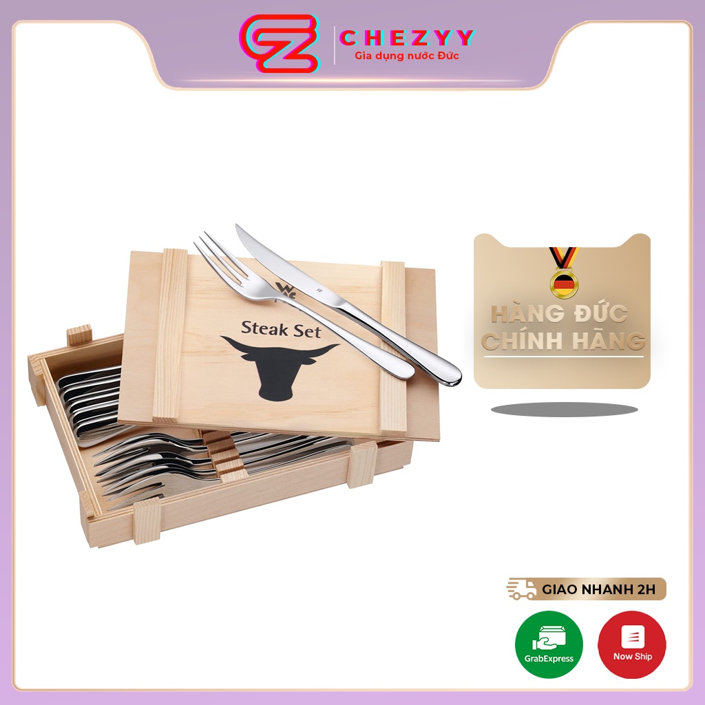 Set dao dĩa WMF STEAK 12 món kèm hộp gỗ cao cấp [Hàng Đức chính hãng]