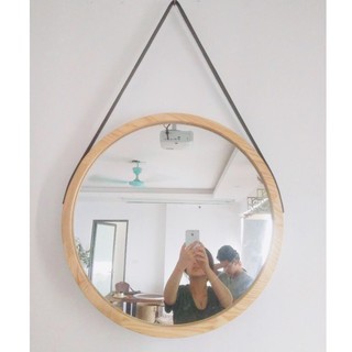 GƯƠNG TRÒN VIỀN GỖ SỒI