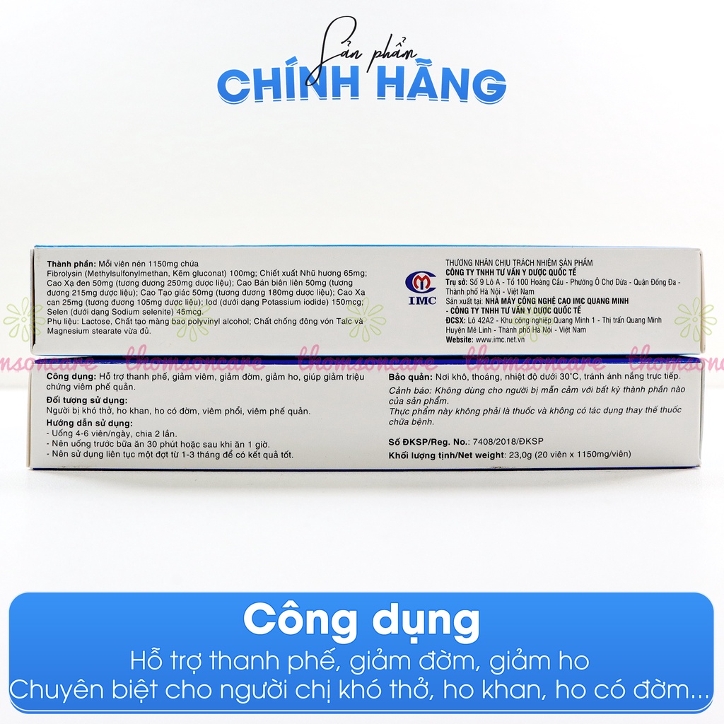 Bảo phế vương Hộp 20 viên Hỗ trợ giảm ho có đờm, phế quản từ thảo dược