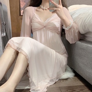 Váy ngủ voan nữ nhún ngực quảng châu