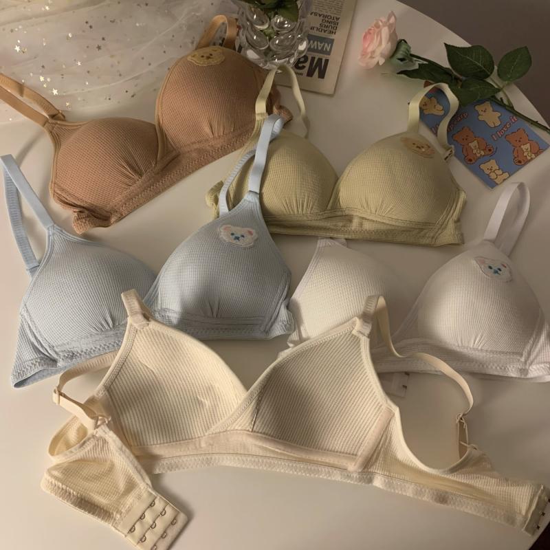 Set Áo lót vải cotton Thêu Hình Gấu Kèm Quần Lót Quyến Rũ Cho Nữ