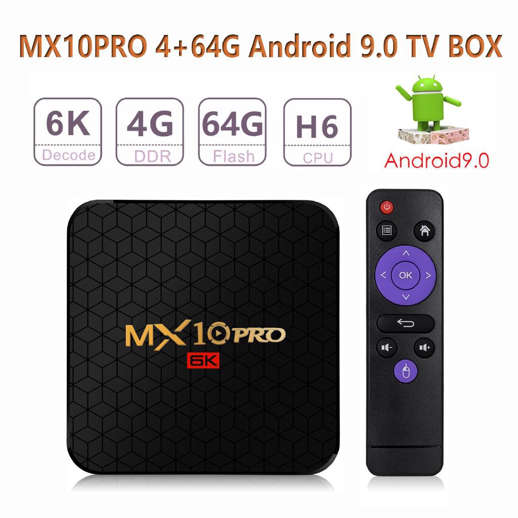 PRE INSTALL MX10 PRO 4+64G Android 9.0 TV Box 6K Kodi 18.0 H6 With i8 Keyboard