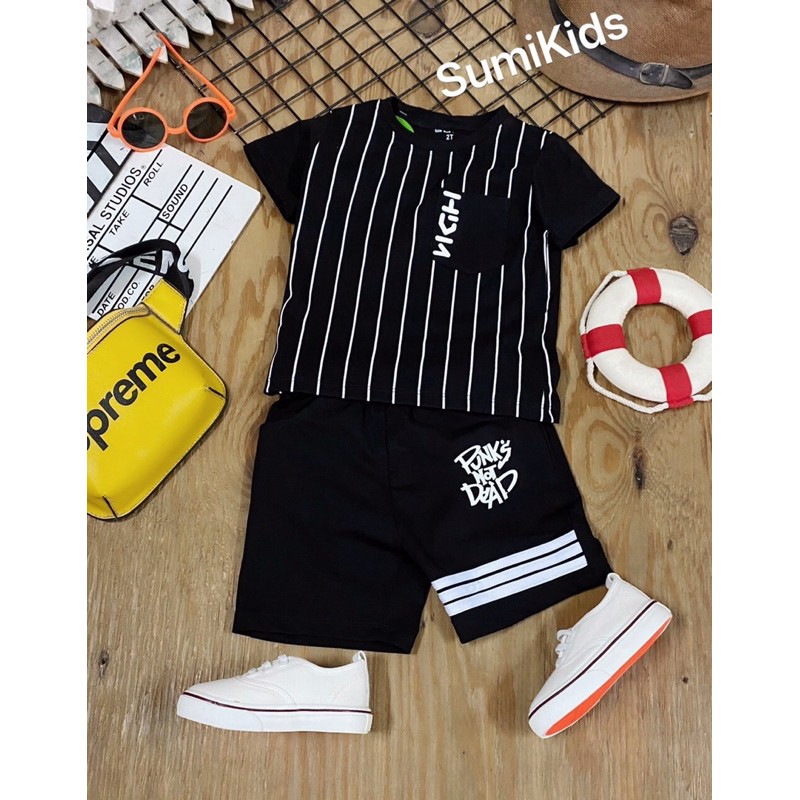 Sumikid chào bộ thun in sọc cho bé trai