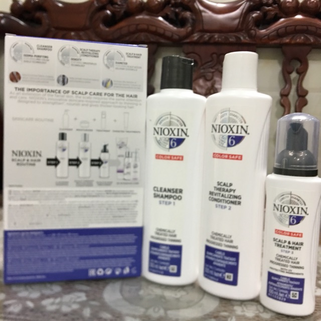 Bộ KIT dầu gội xả và tinh dầu Nioxin chống rụng tóc System 6 300ml 2019