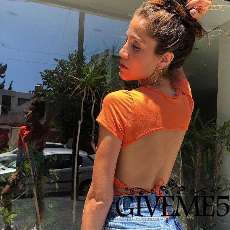 Áo Thun Nữ Ngắn Tay Hở Lưng Quyến Rũ