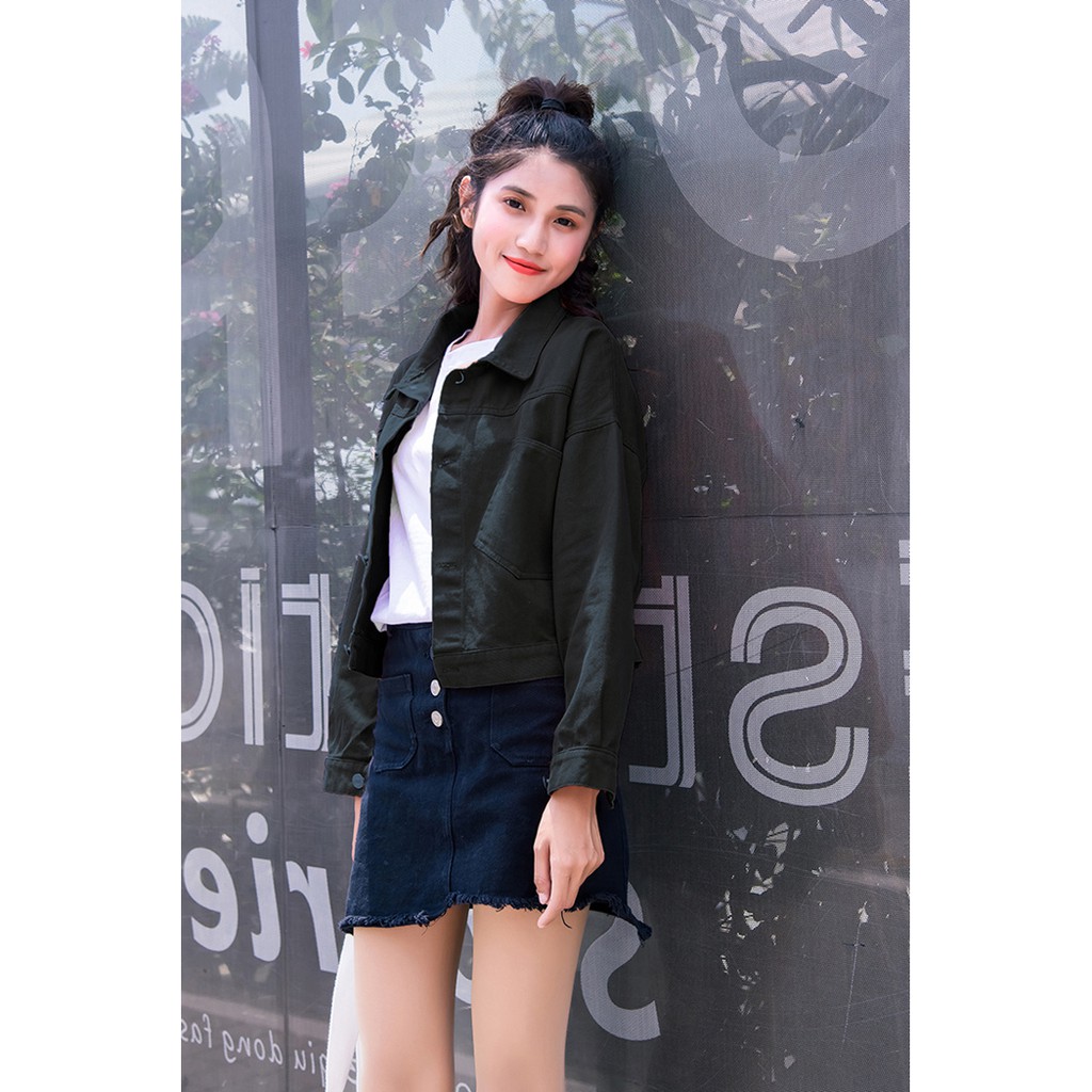 Áo khoác kaki nữ from lửng nút sau thời trang 2020 - SIZE 45-60kg [FREE SHIP]