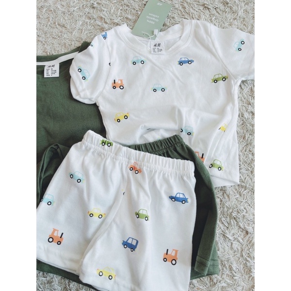 Quần áo trẻ em-Set 2 bộ HM ÔTô cho bé trai từ 9 đến 20kg