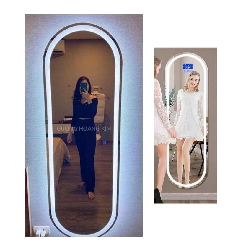 Gương led toàn thân hình oval treo tường tính năng led 3 màu cách viền kích thước 60x170cm BẢN TIÊU CHUẨN guonghoangkim