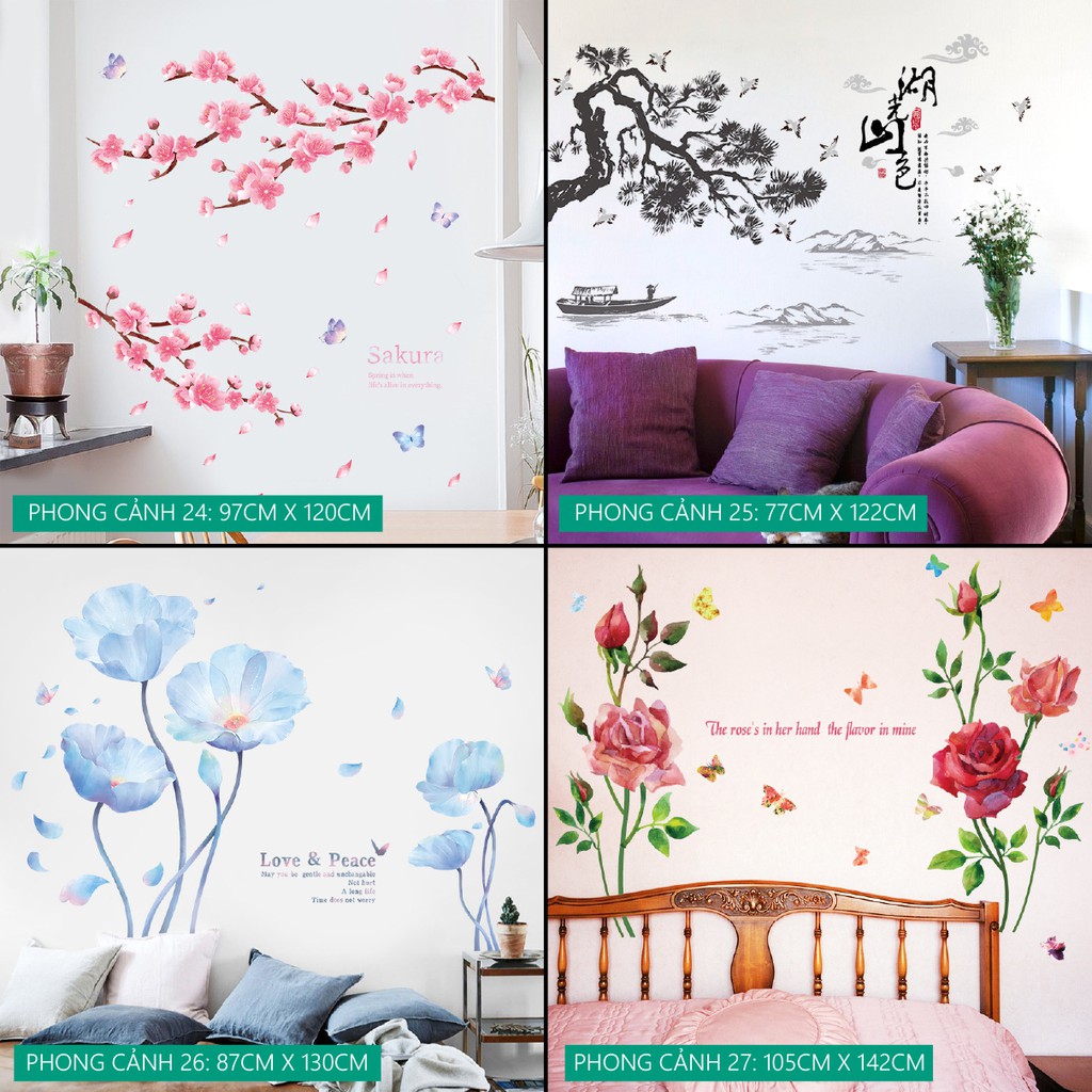 [12 MẪU] Decal tranh dán tường trang trí decor phòng khách hoặc phòng ngủ