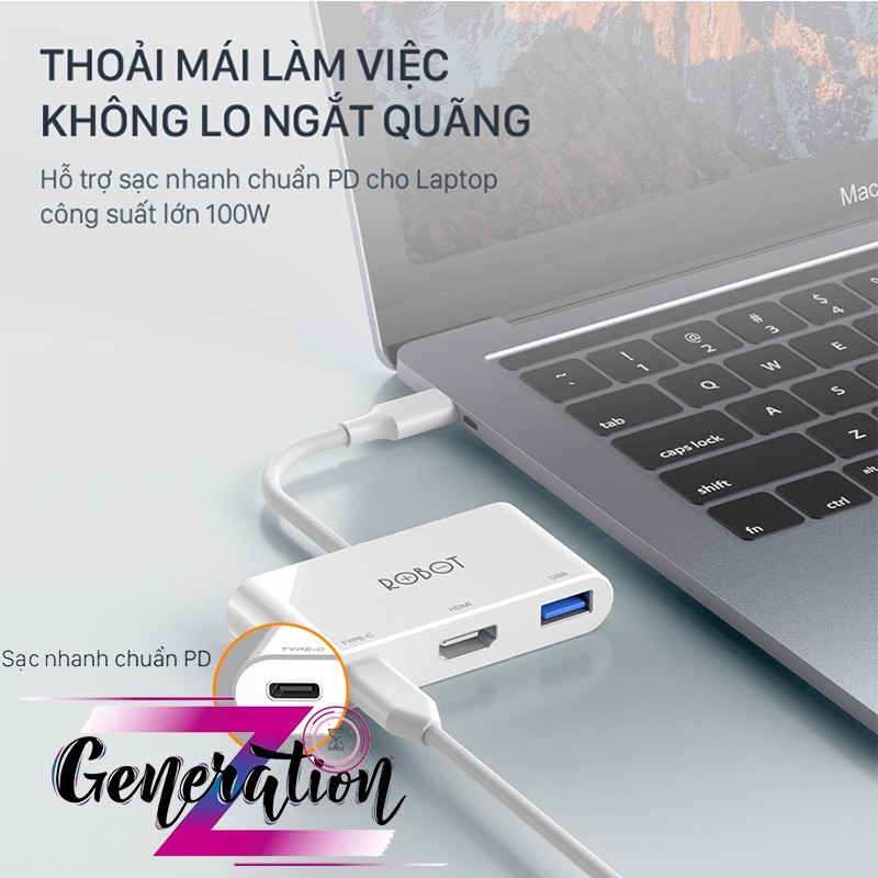 Hub chuyển USB Type-C ra HDMI kèm nguồn HT430 - Cáp chuyển USB Type-C ra USB + HDMI + USB-C HT430