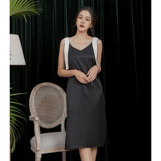 Đầm suông 2 dây cổ tim ifu 2341