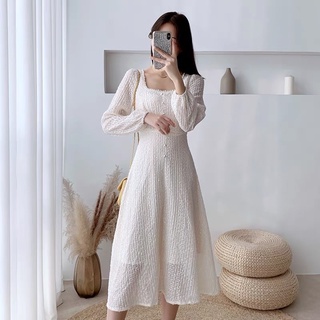 Đầm Ngọc Cổ Vuông Váy Tiểu Thư