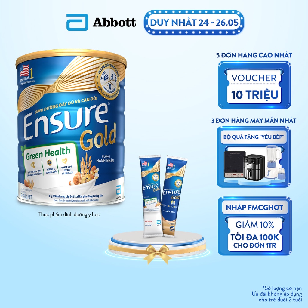 [Tặng bình thể thao cao cấp] Ensure Gold Vani 400G/lon