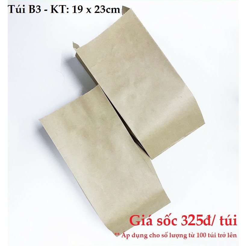 [Giá 325đ/túi] Túi giấy xi măng 19 x 23 cm, túi bánh mì B3