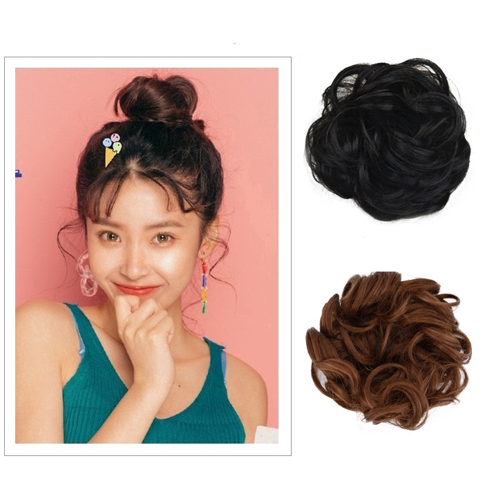 [Mới] Bộ Tóc Giả Xoăn Dài + Búi Tóc Giả + Búi Tóc Giả Thời Trang Cho Nữ