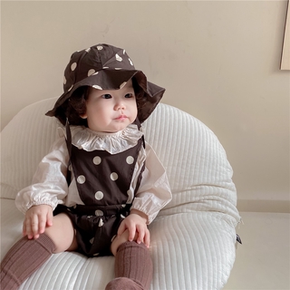 Áo liền quần tay dài họa tiết chấm bi dễ thương cho bé